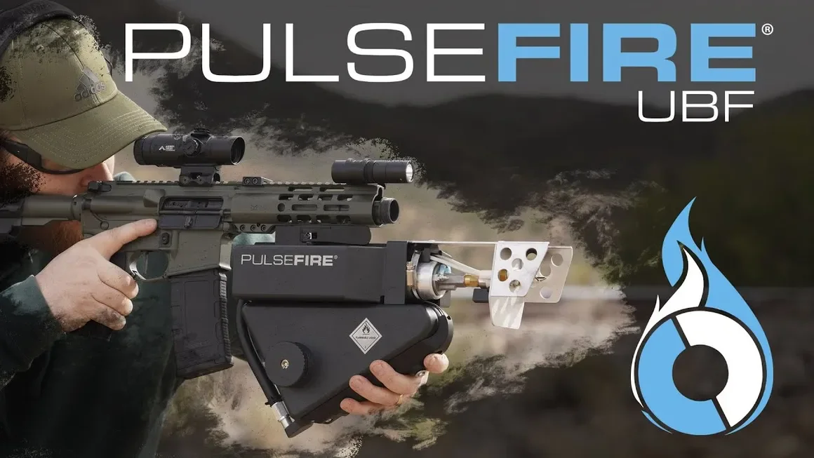 PulseFire UBF under-barrel flamethrower mounted on a rifle